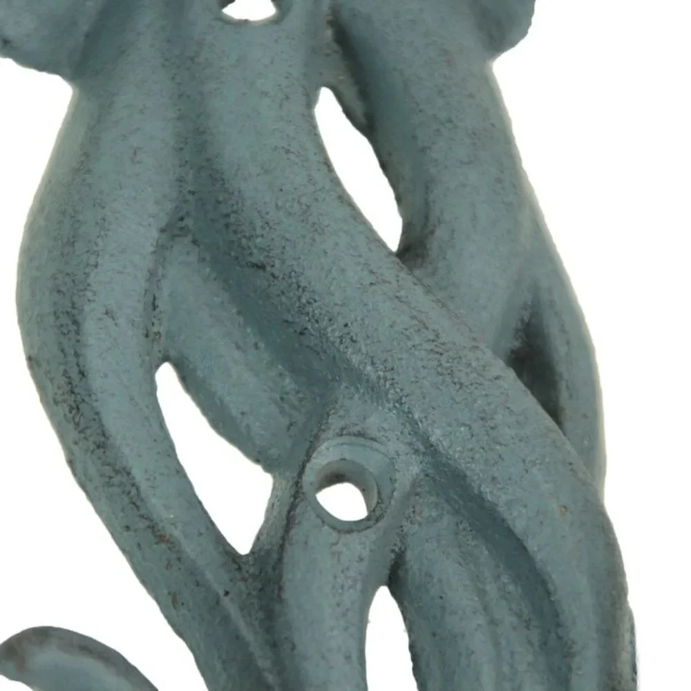 Set of 3 Cast Iron Jellyfish Wall Hooks 5 Inches High Coastal Decor